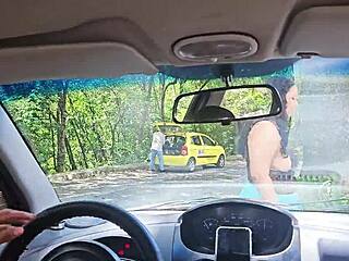 hotwife deisyyeraldine swallows stranger cum after car blowjob then flashes medellin ass