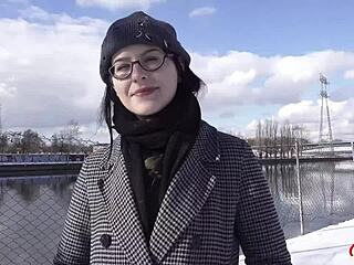 German Scout Picks Glasses Girl Melli Venom for Berlin Casting Fuck