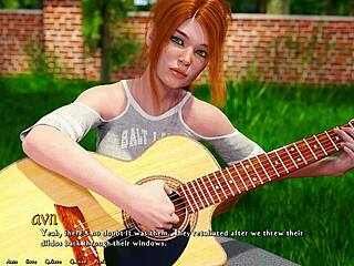 Being a Dik 48 - Busty Redhead Cheats Learning Guitar Fingering