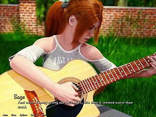Being a Dik 48 - Busty Redhead Cheats Learning Guitar Fingering