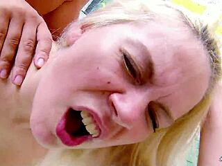 Blonde mature bitch Venus Lova endures rough outdoor casting with deepthroat doggystyle and facial cumshot