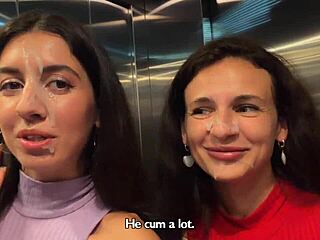 Voisines mignonnes exhib sucent gorge profonde grosse bite dehors POV cumwalk facial