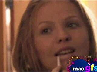 Young Blonde Shows Naked Body Close Up