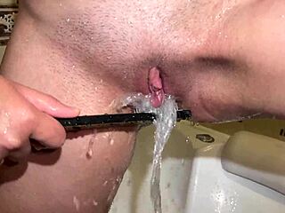 Cum flows from my pussy in closeup creampie clips