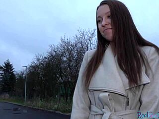 Horny slut was approached in the street for a outdoor blowjob and nasty fuck