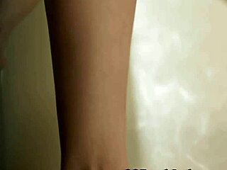 HD footjob video featuring a European beauty