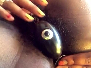 Big ass ebony slut has her wet pussy and juicy butt fucked by toys