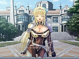 Busty eroge gets her fantasy going in this hentai video