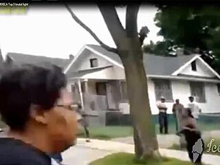 College girl fighting on the street