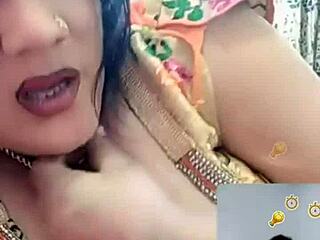 Performing hot Indian bhabhi having big boobsOt: A hot Indian bhabhi enjoying her huge cups