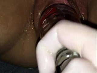 Coke and glasses in close-up with my wife's pussy