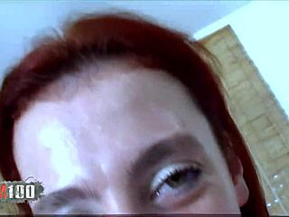 Sexual Titty bounce redhead get group fucked and facialized