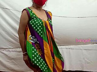 Self-taped video of Indian girl flaunting her bushy twat and large melons