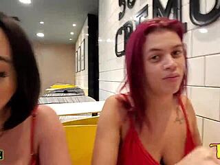 New girls tattooed angel Duda Pimentinha naked and others getting ready for sex in McDonalds