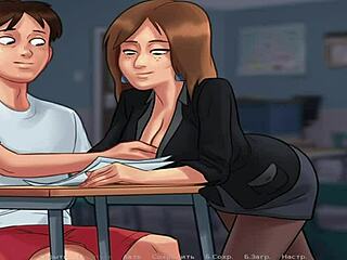 Looking ass cartoon teacher nude gives her tits a sensual touch in summertime saga episode 1 44