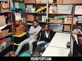 Youngperps – A black cop with a huge cock, fucks two young thieves in the ass without a condom