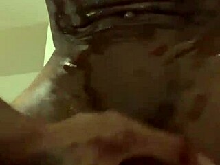 Muscular black stud gets off with big black dick