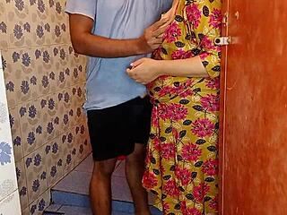 Indian bhabhi gets close and intimate to her young brother in the washroom