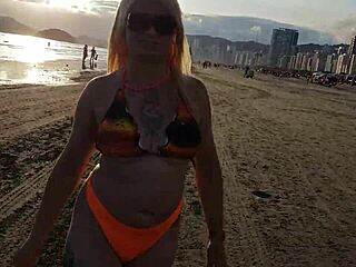 African kitty teases in a bikini and gets turned on