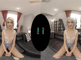 Zoe Sparx's hairless ass gets filled with cum in VR anal scene