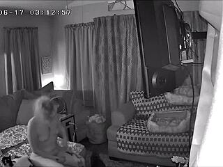 Amateur housekeeper gets caught on security camera stretching