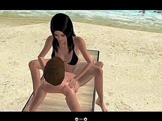 Spanish whore from a virtual reality beach scene