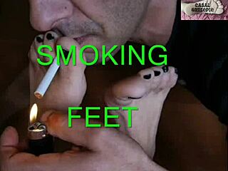 Feminios from Portugal enjoy smoking and feet in a gay video