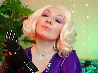 Blonde MILF seduces in rubber gloves for Asmr session