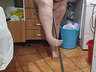 Mature beauty coolmarina likes taking her wee wee on the kitchen floor and crank things up a notch