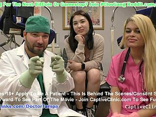 Doctor Tampa and Destiny Cruz are focused on the plot of Mina Moon in this fetish video