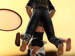 Sensual hentai animation video features Yorha 2b, an anime character, engaging in sexual activity with a man