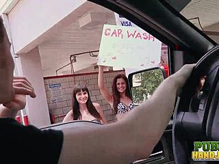 Chloe Skyy and her friends indulge in public handjobs and twerking at the carwash