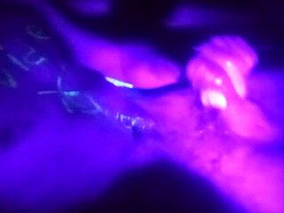 Blacklight: A gay solo masturbation session with a big dick