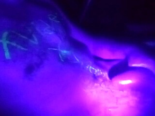 Blacklight: A gay solo masturbation session with a big dick