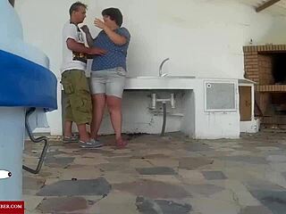 Yummy big ass girl gets fucked on the stony wall