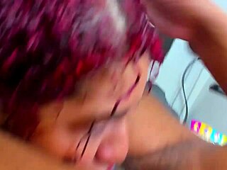 Awesome deepthroat on big cock.