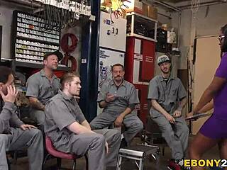 Ebony bellah dahl gangbanged by horny mechanics