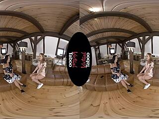 In virtual taboo, the brunette at home touches herself