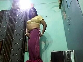 Indian Shemale Kanchan Sahoo Strips Saree