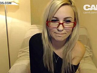 Blonde Webcam Model in Glasses interviewing