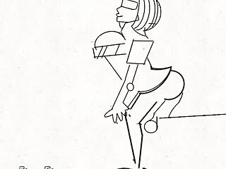 Gata de desenho animado metendo forte