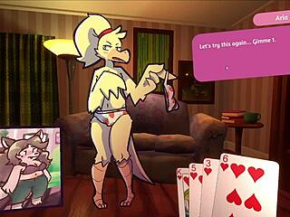 Topless women dressed like furry characters in poker strip tease