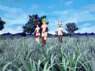 Genshin Impact MMD art: Salma Green-haired Amber vuonna 'aistillinen puoli-3D sarjakuva video'