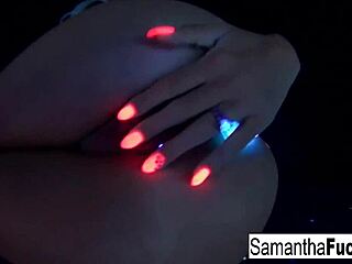 Samantha Saint Masturbates In Black Light Solo