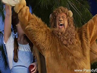 Parody sex unfolds for the holidays with couple and blonde