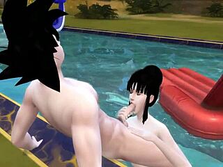 Dragon Ball hentai featuring pool and wife swapping