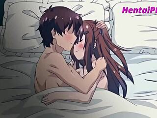 In this anime hentai browser, animated brunette gets a messy handjob from her stepbrother