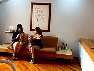 lesbians having oral sex on the couch