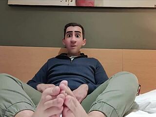 Step Gay Dad Shares Hotel Bed, Wants To Be Fucked By Hot Stepdad With Feet Fetish