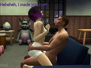 Futanari and dominant Lucy and Aiden in The Sims 4 game